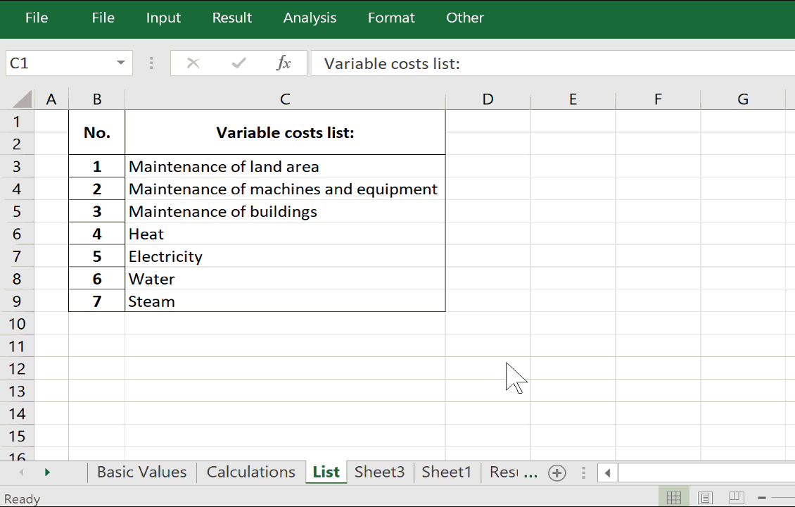 How to create Data Validation in Invest for Excel