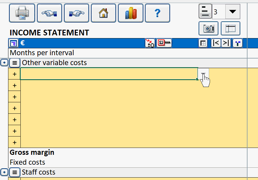 Data Validation function in the Income statement