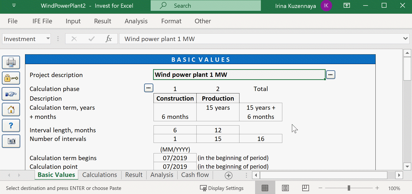 Invest for Excel, external referencing_Input sheet